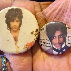 2 Vintage Iconic Prince Button Pin Set from the 1980s
